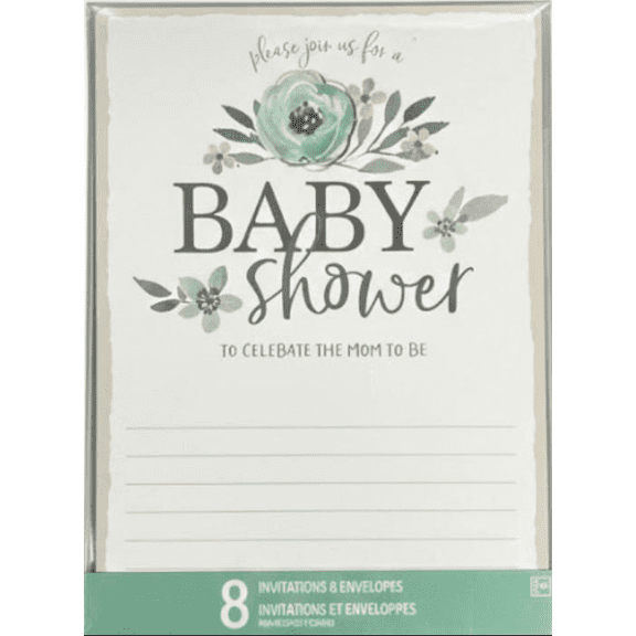 AMSCAN - Blue Floral Baby Shower Invitations