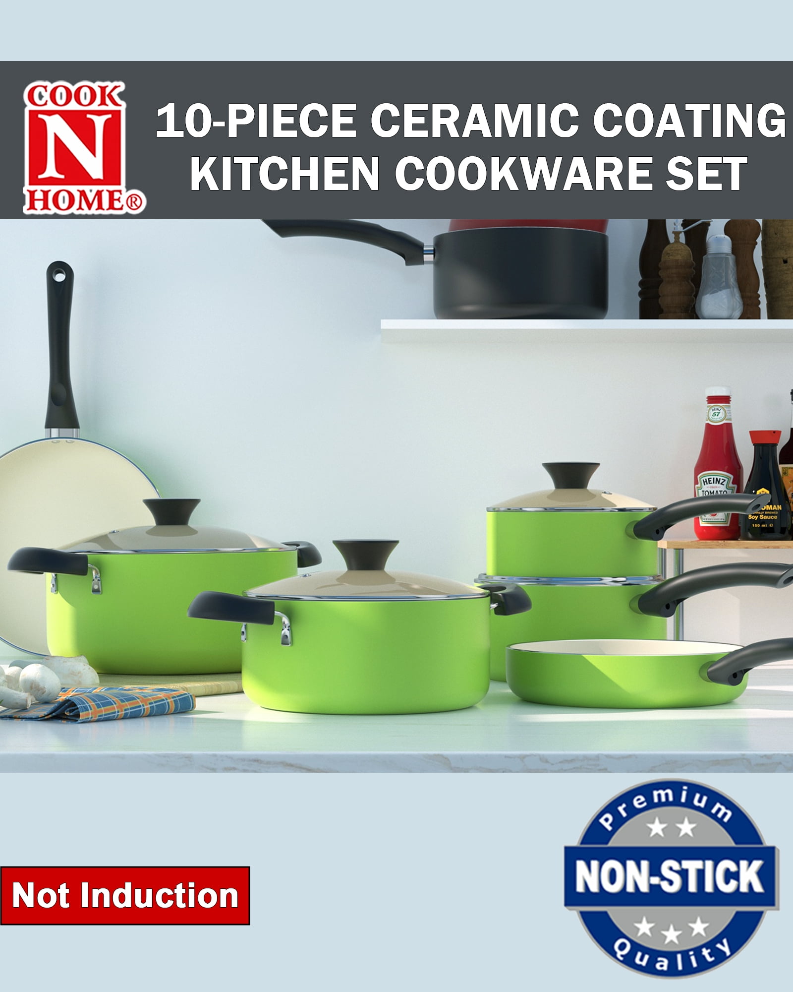 Nonstick Kitchen Cookware Set Ceramic Coating Cooking Pot - Temu