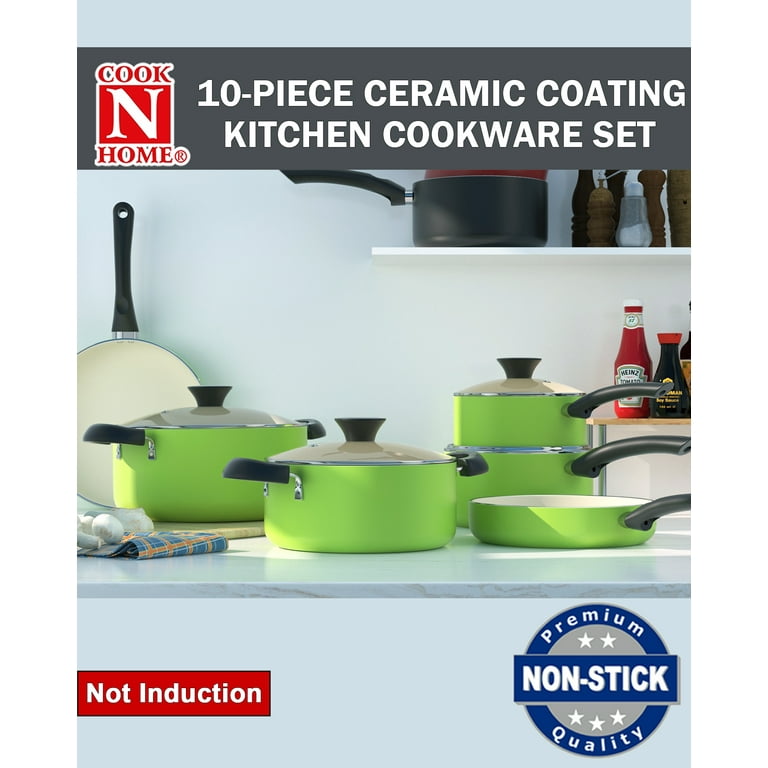 Cook N Home Pots and Pans Set Nonstick, 10-Piece Ceramic Kitchen