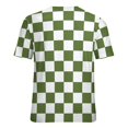 thumbnail image 6 of Green White Check Checkered Lotus Leaf Neck T-Shirt Long Sleeve Women'S T Shirt Elegant Fashion Tops & Tees, 6 of 8