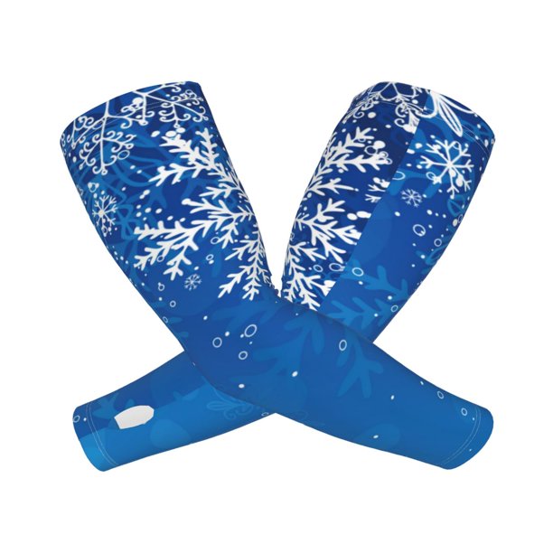 Balery Blue Christmas With Snowflakes Mangas Refrescantes para Brazos para Hombre y Mujer – Transpirables y Absorbentes de Humedad para Mujeres, Hombres y Niños