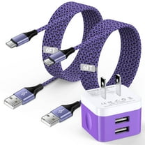 Type C Charger Block,HopePow Android Charger with 2PACK Type C Cable 6ft Dual Port Usb Wall Charger Adapter Plug Brick Super Fast Charging Phone Charger Block for Samsung Charger Type C,Purple