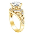 thumbnail image 2 of AFFY 2.28 Carat Round Shape Moissanite & Natural Diamond Filigree Engagement Ring 14K Solid Yellow Gold Ring Size-9, 2 of 2