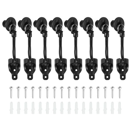 8Set Bungee Kit Bungee Tie Downs Bungee Receiver Roller Shades End Cap Black