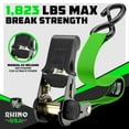 thumbnail image 4 of Rhino USA 1" x 15' Ratchet Strap Tie Down with Safety S Hook - 1,823lb Break Strength (Green 4-Pack), 4 of 8