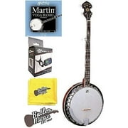 Oscar Schmidt OB5E Acoustic Electric 5-String Banjo with Strings, Tuner and More