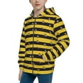 thumbnail image 2 of Pofeuu Striped With Bees Print Teenage Zipper Hoodie Sweatshirts Hooded Casual Jackets With Pocket For Boys Girls-Small, 2 of 6