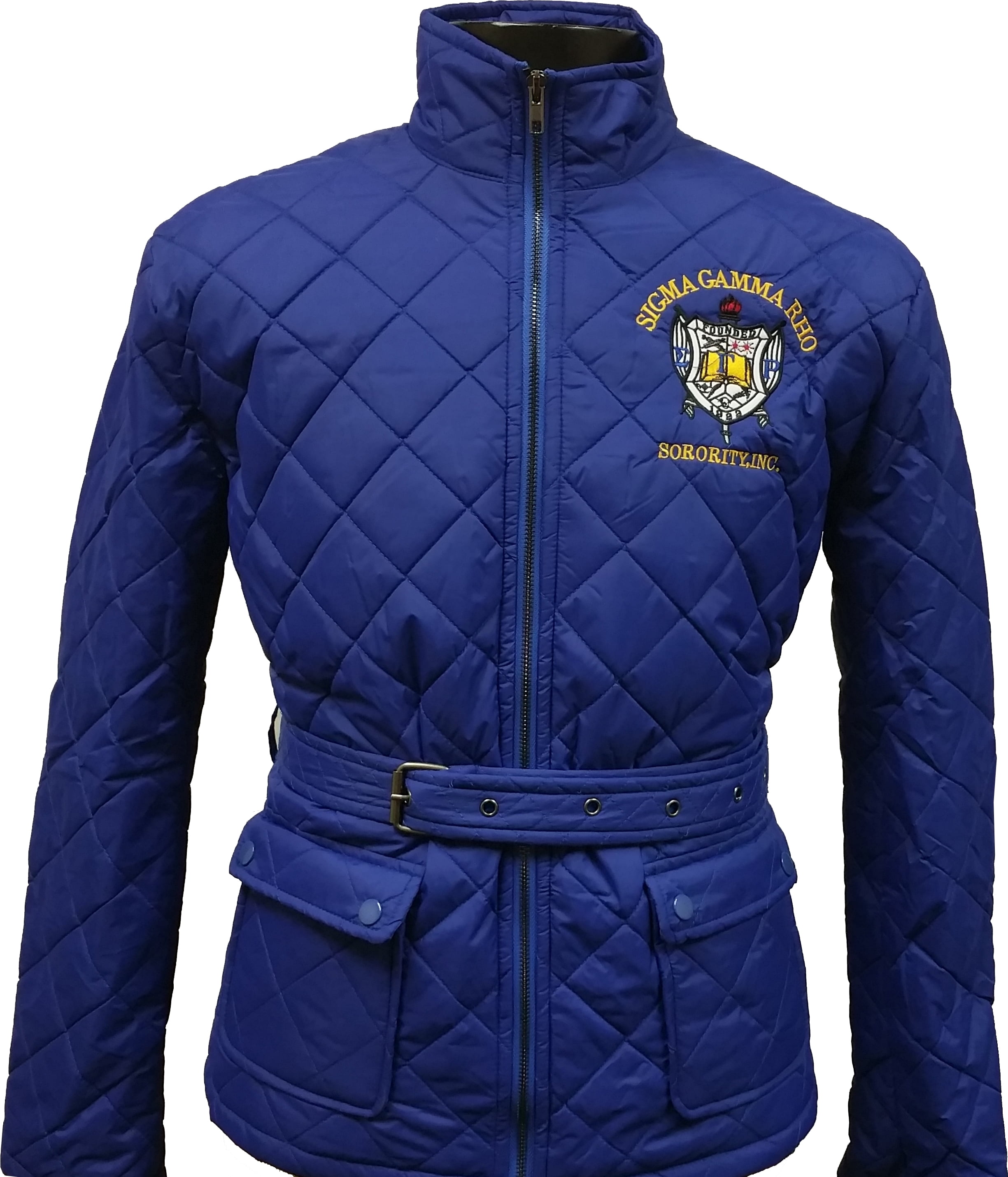 Sigma Gamma Rho Quilted Belt Ladies Riding Jacket [Blue 2XL