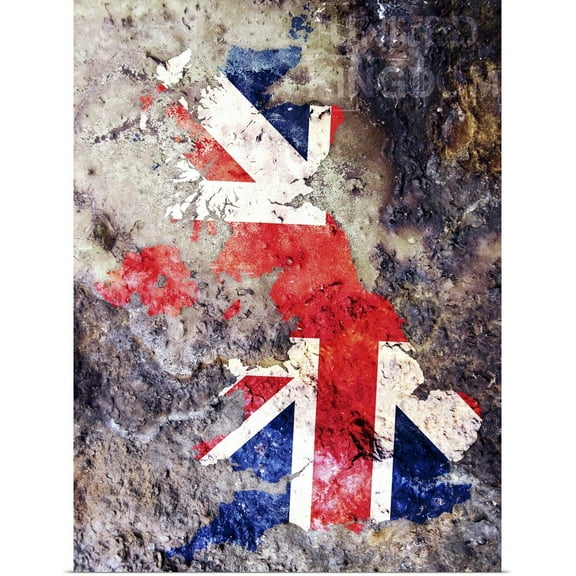 Great BIG Canvas | Rolled Michael Tompsett Poster Print entitled UK Flag Map