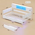 thumbnail image 2 of Daybed with 2 Drawers, LED Light, Heavy Duty Metal Twin Bed Frame with Storage Headboard & Charging Station, Adjutable Glass Shelves,DayBed for Living Room,Bedroom and Guest Room,White, 2 of 7