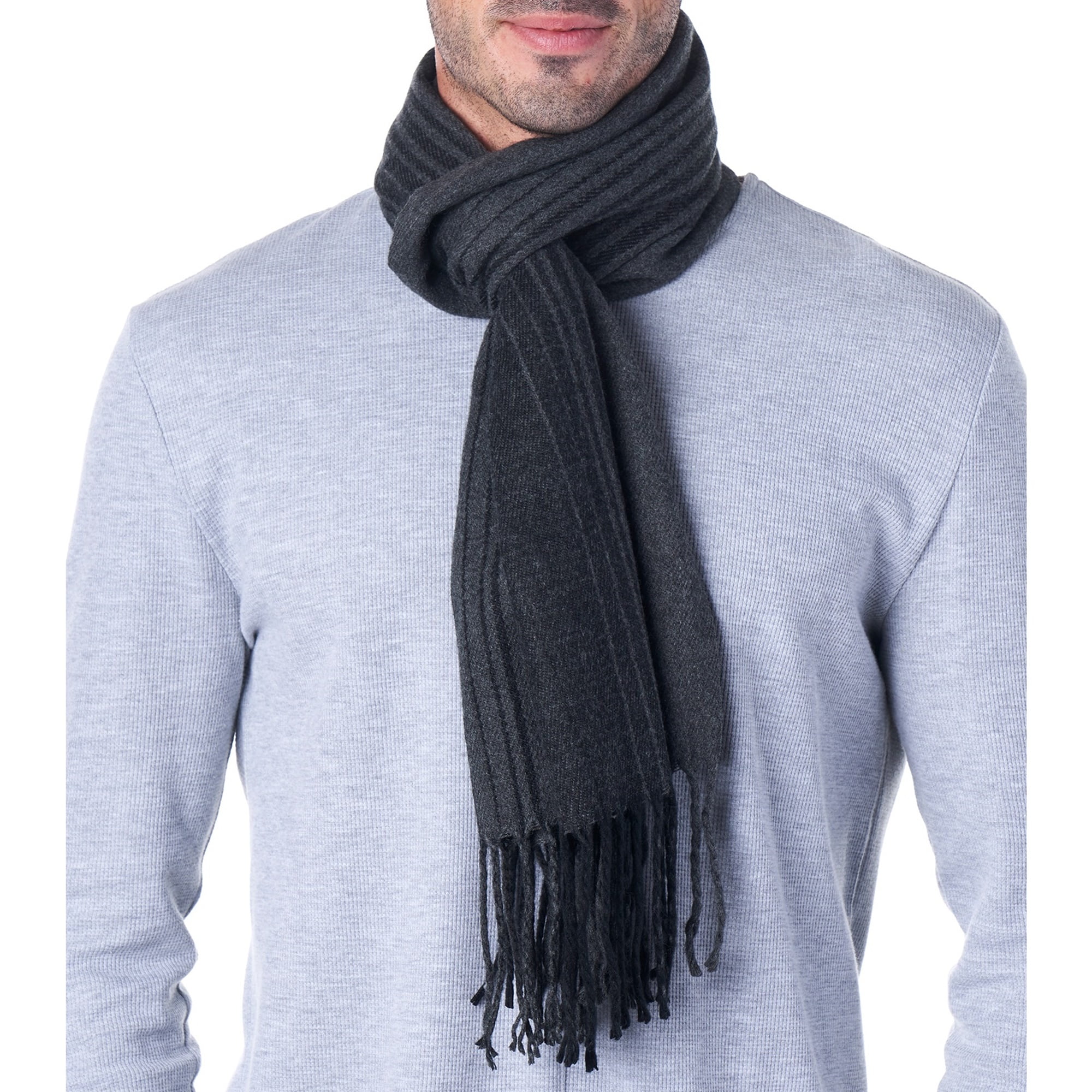 Men's Classic Cashmere Shawl Scarves Wrap Winter Warm Soft Striped Tassels Scarf 