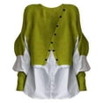 thumbnail image 4 of Green Womens Fall Tops Women's Autumn and Winter New Layered Pullover Spliced Two Piece Knitted Sweater Shirt Sweaters for Women, 4 of 4