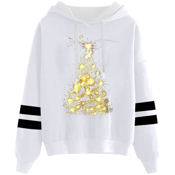 WILLBEST Sudaderas de Mujer Sudadera con Capucha y Cordón con Estampado Navideño Informal para Mujer 133 Chica