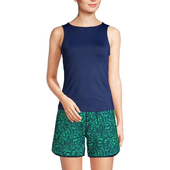 Lands' End Women's High Neck UPF 50 Sun Protection Modest Tankini Swimsuit Top