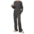 thumbnail image 4 of yievot Lounge Sets for Women Long Sleeved Knitted Two Piece Sweater and Pants Pajamas Loungewear, 4 of 8