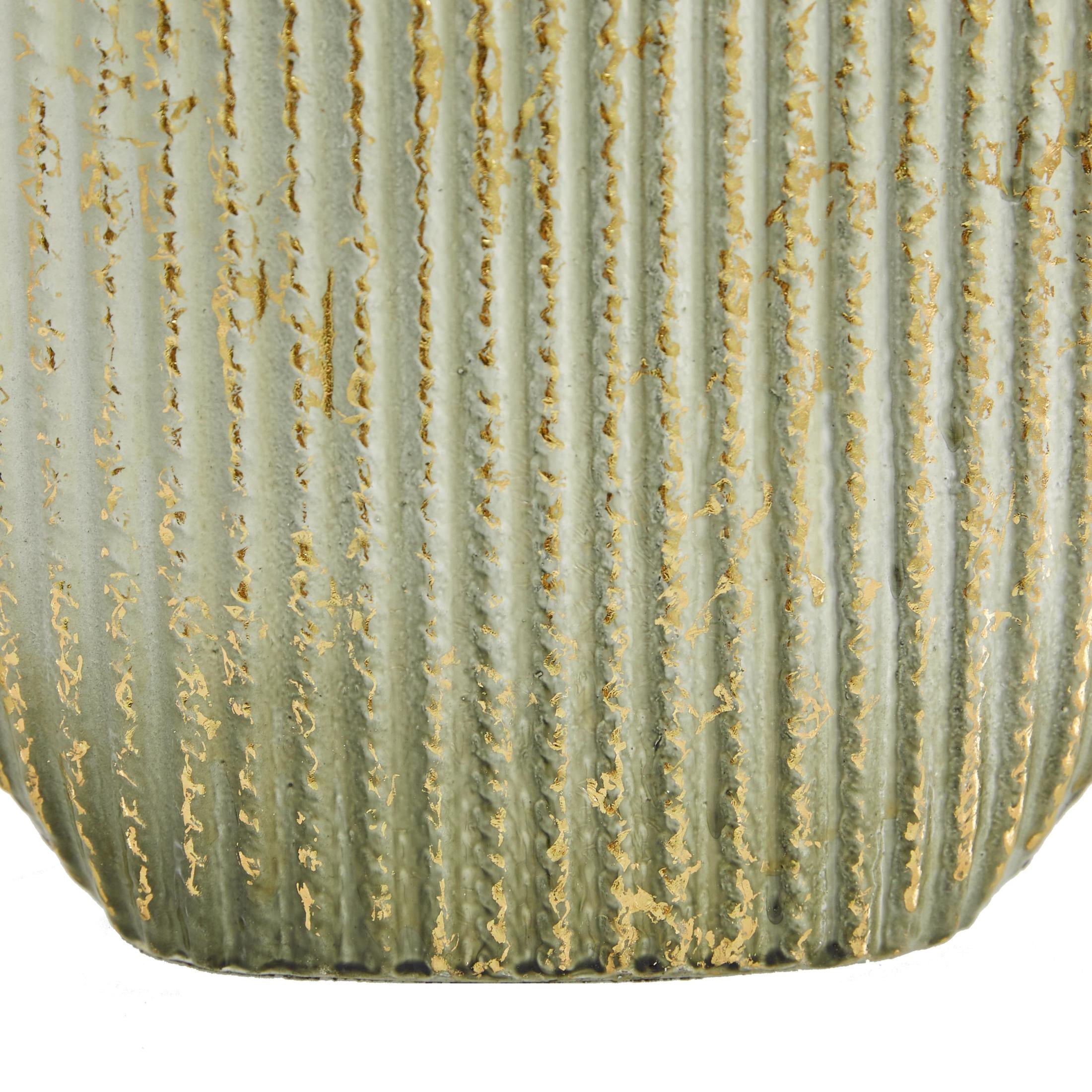 DecMode 12", 16"H Gold Metal Vase with Gold Accents, Set of 2