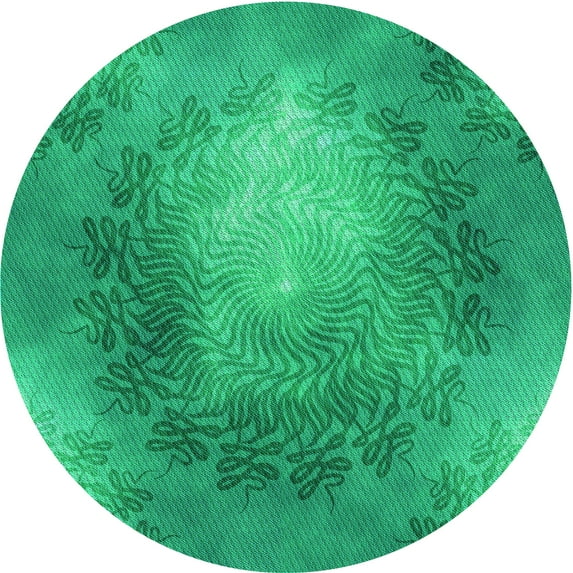 Ahgly Company Machine Washable Indoor Round Transitional Spring Green Area Rugs, 7' Round