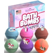 Eco Time handmade in USA bath bombs for girls with unicorn jewelry  inside gift set