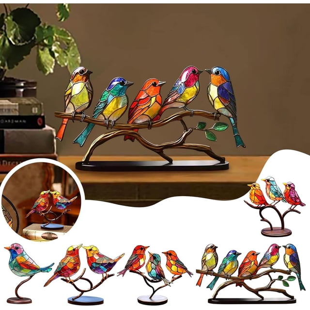Adornos para observar aves Adornos para decoración del hogar Cien flores Colgante para observar aves Serie de observación de aves Decoración de metal para el hogar (E)