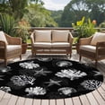 thumbnail image 4 of Round Rugs 5Ft, Coastal Coral Round Area Rug Washable Indoor Throw Carpet, Summer Beach Black Shells Starfish Ocean Soft Non Slip Circle Rug for Cabinet Bathroom Home Decor Aesthetic, 4 of 8