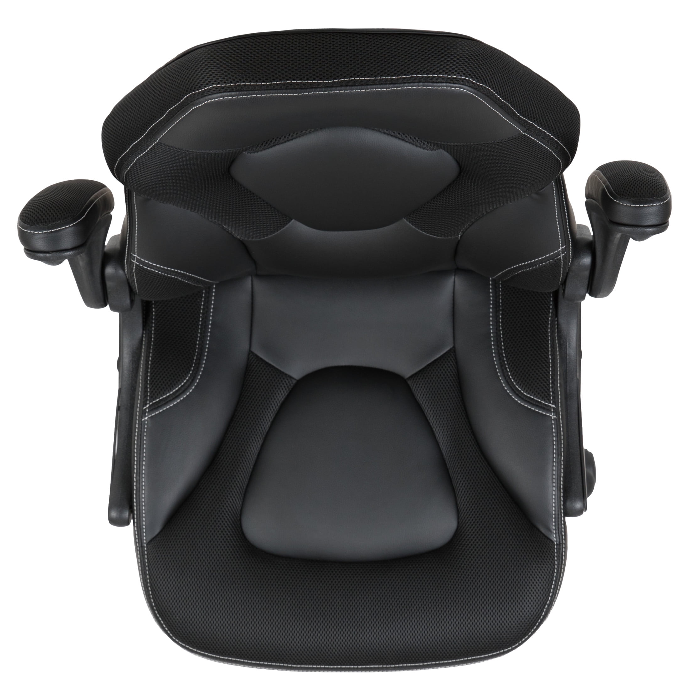 Emma + Oliver Gaming Racing PC Chair with Flip-up Arms, Black LeatherSoft