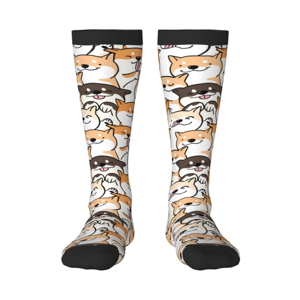 Balery Shiba Inu Dog Calcetines novedosos Calcetines deportivos Calcetines hasta la rodilla Calcetines de algodón Calcetines originales y geniales