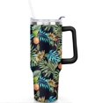 thumbnail image 2 of 40oz Tropical Pineapple Pattern Stainless Steel Flip Straw Tumbler Spill Proof Travel Cup Double Wall Vacuum Insulated Coffee Mug with Top Handle, 2 of 6