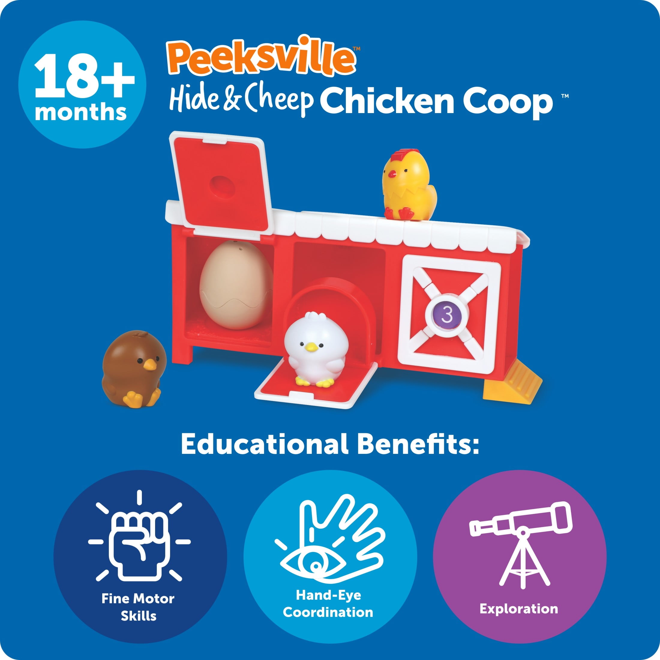 Learning Resources Hide & Cheep Chicken Coop Educational Toy, Ages 18 Months+, 6 Piece Set