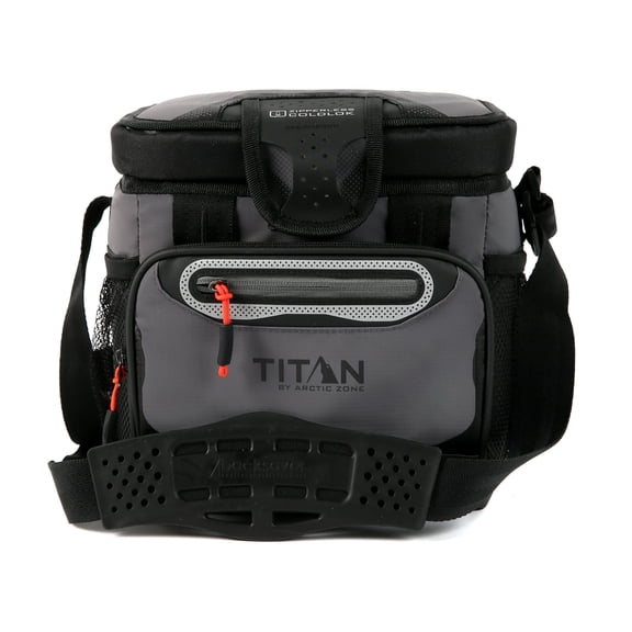 Titan by Arctic Zone 9 Can, 6 Quart Zipperless Soft Cooler, Sharkskin Gray