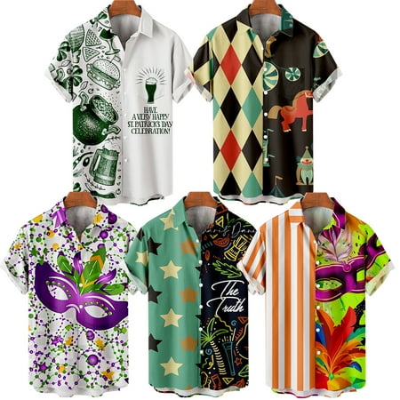 

MLFU Mens Party Aloha Beach Hawaiian Shirts with Pocket Retro Tops Size 100-170/XXS-8XL