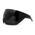 thumbnail image 3 of Super Oversized XXL Goggle Style Wrap Around Sport Plastic Sunglasses All Black, 3 of 4