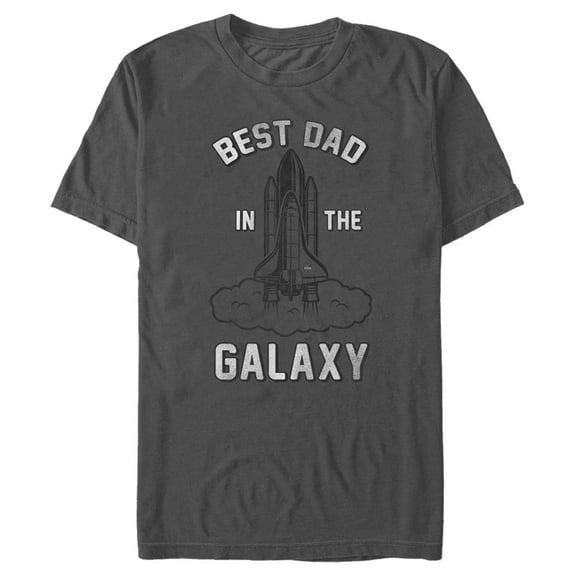 Men's NASA Best Dad In The Galaxy Shuttle Lift-Off Graphic Tee Charcoal X Large