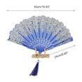 thumbnail image 2 of Unique Bargains Christmas 1 Pc Lucky Cloud Pattern Folding Fan for Masquerade Blue Silk Fabric, 2 of 4