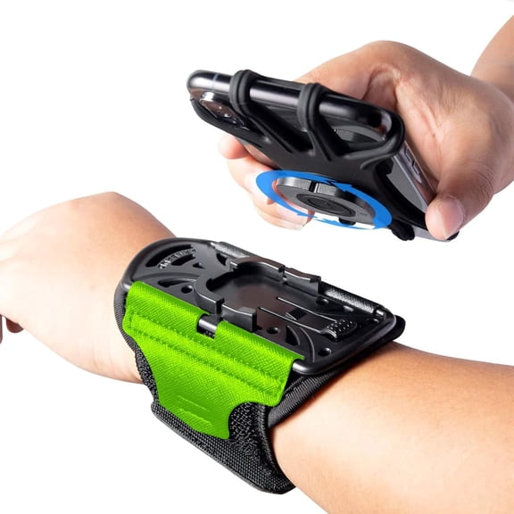 Wristband Running Phone Holder for 4~6.5‘’ Phone, 360°Rotation & Detachable Sports Armband iPhone 17/16/15/14/13/12/Pro/Pro Max/XS/XR/X/8/7/6/Plus, Green