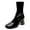 Black, variant on Women Classic Square Closed Toe Ankle Boots Side Zipper Chunky High Heel Mid Calf Stretch Short Bootie Comfortable Shoes Size 16 Purple