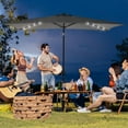 thumbnail image 4 of Sun-Ray 6.6x10 FT Solar LED Rectangular Patio Umbrella with Push-Button Tilt and Hand Crank Canopy Lift, Table Umbrella with Solution Dyed Navy Fabric for Porch, Deck, Garden, and Swimming Pool, Grey, 4 of 7