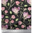 thumbnail image 2 of Soimoi Gray Rayon Fabric Leaves & Magnolia Floral Decor Fabric Printed Yard 42 Inch Wide, 2 of 3
