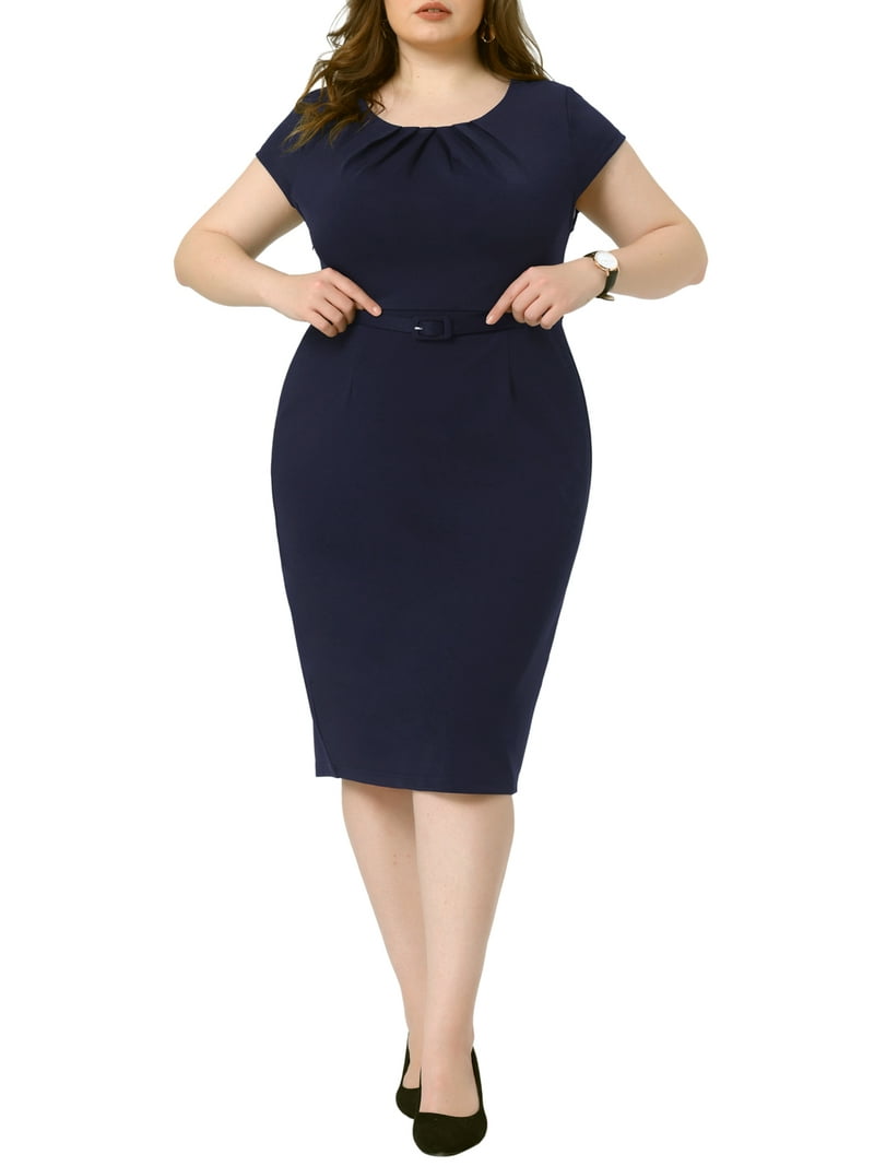 Daring Diva Plus Size Office Vintage Pencil Dress Bodycon Dress 4X Navy Blue
