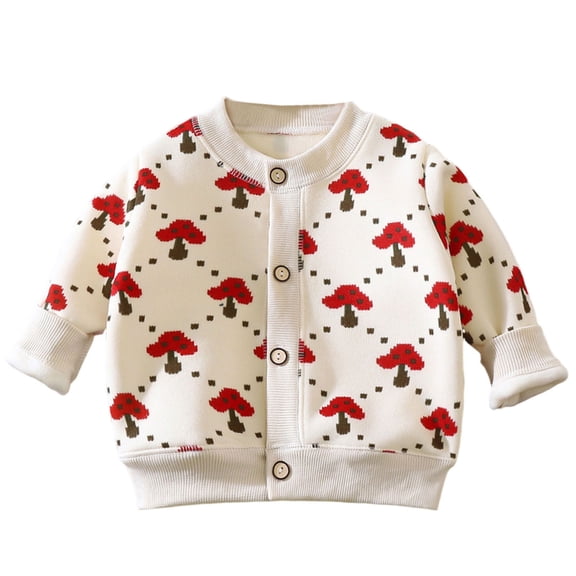 Avtoify Girls Fall Long Sleeve Casual Outwear Multi Print Crew Neck Knit Cardigan for Kids 0-10 Long Sleeve Button Front Straight Outer Sweater Top