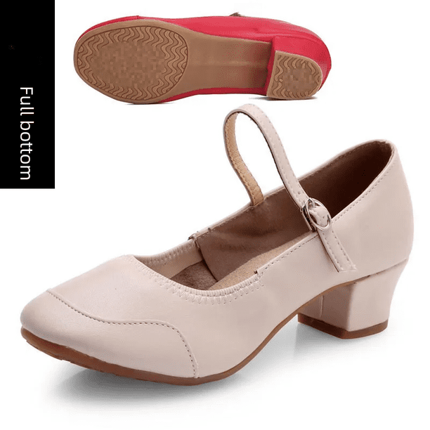 Zapatos de baile cuadrado para mujer, suela suave, para practicar la enseñanza, adecuados para todas las estaciones, zapatos de baile social, tacones medios