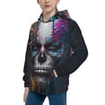 thumbnail image 2 of Kdxio Modern Abstract Colorful Skull Pattern Boys Athletic Unisex Boys Girls Hoodie with Pocket Sweatshirts-X-Large, 2 of 6