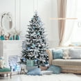 thumbnail image 2 of Topbuy 6FT Snow Flocked Christmas Tree, Pre-lit Artificial Xmas Tree w/ 260 LED Lights & 1415 PE & PVC Branch Tips, 2 of 10