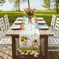 thumbnail image 4 of Table Runners 70 Inches Long Dress Scarves, Spring Sunflowers Farmhouse Coffee/Dining/Kitchen Table Decor, Holiday Table Runner, Country Bicycles Yellow Flowers Wooden 13x70 Inch, 4 of 9
