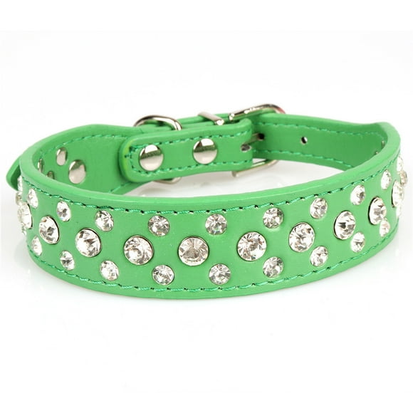 Rhinestone PU Leather Crystal Diamond Pet Dog Cat Puppy Collar Black
