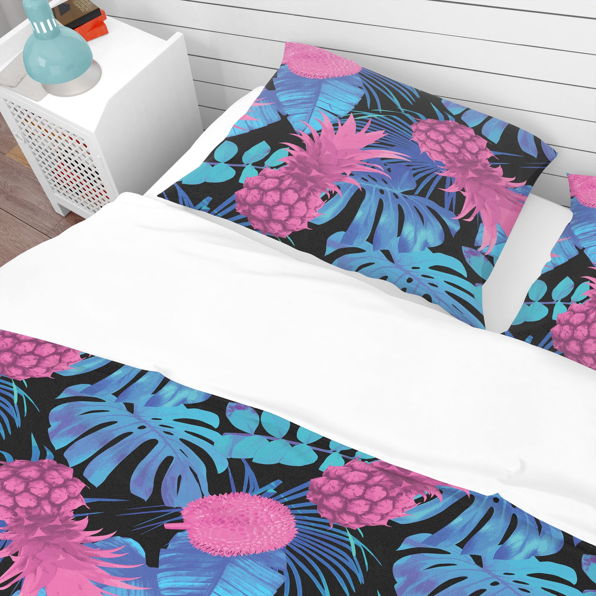 Designart 'Tropical Fruits & Palm Leaves' Tropical Duvet Cover Set