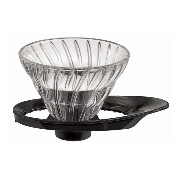 HARIO V60 VDGR-01-B Gotero transparente de vidrio resistente al calor, 01, para 1 a 2 tazas, negro, fabricado en Japón