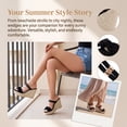 thumbnail image 2 of BLISSFUL STEP Women's Bow Double-strap Plaid Platform Slip Sandals Black 6, 2 of 5