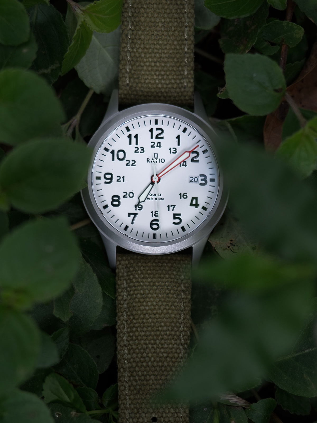 Ratio Quest Men's Field Watch Sapphire Canvas Strap Quartz RTQ027 100M Lewis And Clark Edition