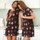 thumbnail image 4 of Balery Plaid Snowflakes Festive Camisón de manga corta con cuello redondo para mujer, cómodo y elegante., 4 of 6