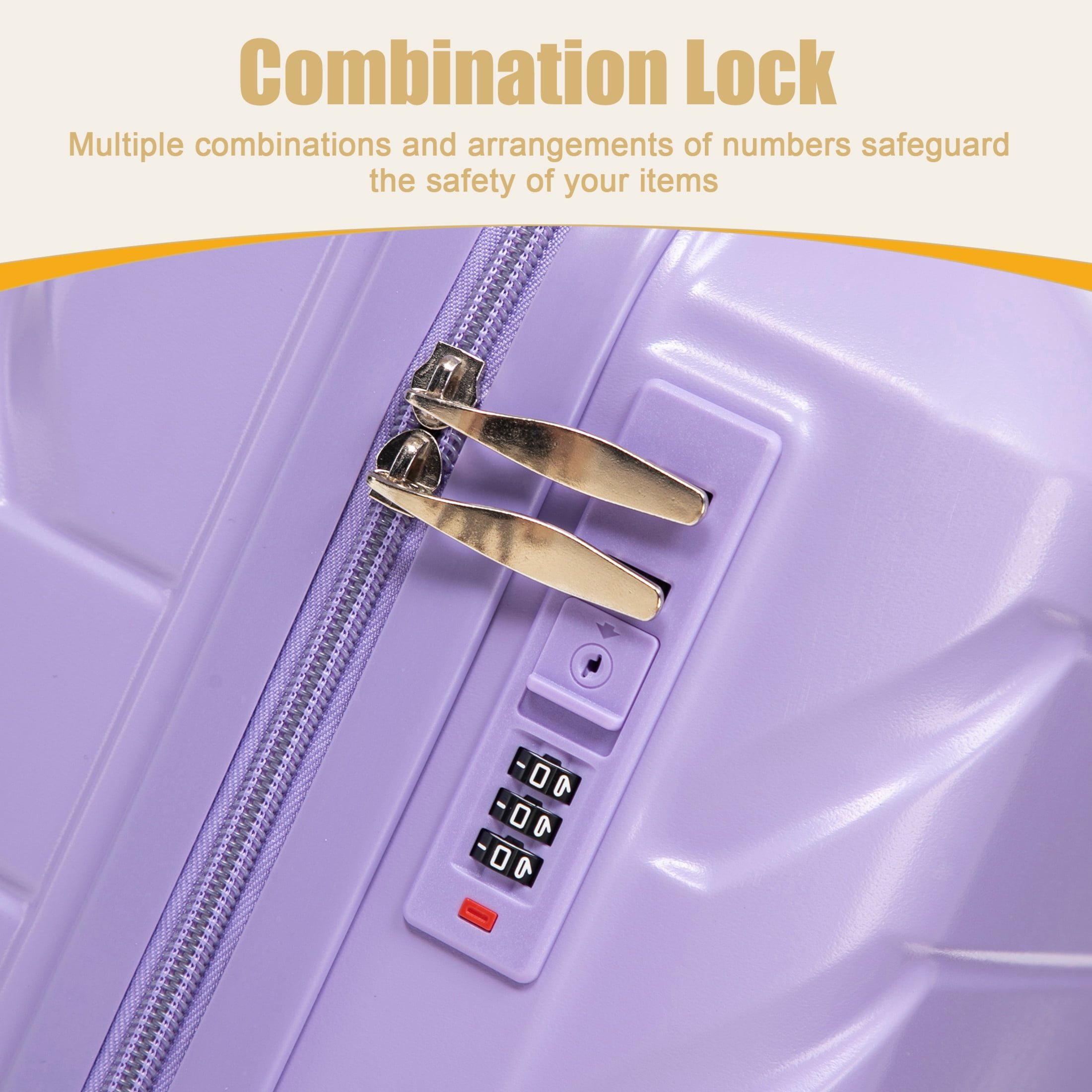 GDF Studio 20" Scratch-Resistant ABS Hard Shell Travel Luggage with 360° Spinner Wheels & Combination Lock, Purple